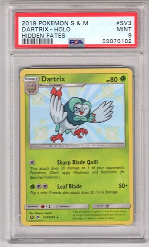 Pokemon Sun & Moon Hidden Fates Shiny Vault Card SV3 Dartrix PSA 9