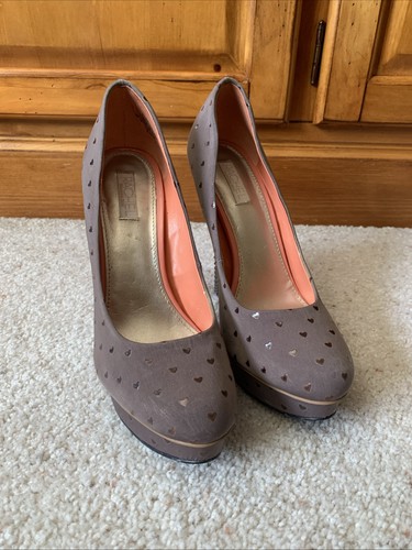 RACHEL ROY Heels Pumps Hearts Brown Purple Platform Stiletto Sz 8.5 Shoes Studs - Picture 1 of 9