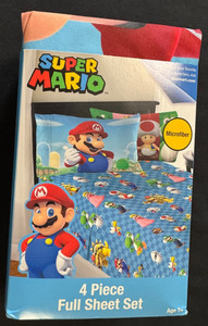 SUPER MARIO 4 PIECE FULL MICROFIBER SHEET SET
