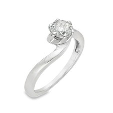 9ct White Gold Diamond Engagement Ring - Size H - 0.43ct
