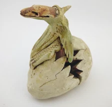 Wild Earth Pottery Dragon Baby Hatchling Figurine Egg Hatching Collectible 1982