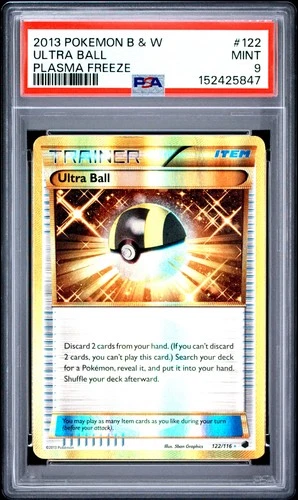2013 POKEMON BLACK & WHITE PLASMA FREEZE #122 ULTRA BALL PSA 9
