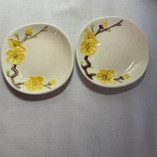 HTF Metlox Poppytrail  Golden Blossom Butter Pat Plates Set of 2