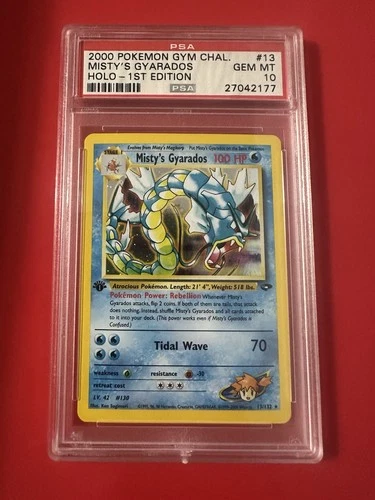 2000 Pokémon TCG Gym Chal. Misty’s Gyarados HOLO-1st Edition #13 PSA 10 GEM MENT
