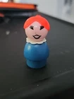 Vintage Fisher Price Little People Red Head Girl Wood Body