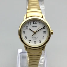 Timex Easy Reader Watch Womens 25mm Gold Tone Indiglo Date T2H501 New Battery