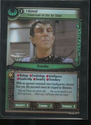 Star Trek CCG Reflections 2.0 FOIL Koval, Chairman of the Tal Shiar 4R168