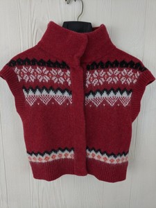 red cropped sweater vest