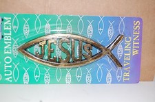Gold "Jesus" Ichthus Fish Adhesive Auto Emblem by Swanson - NEW