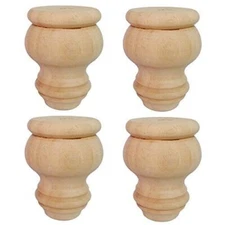  3" Tall Solid Wood Furniture Legs Unfinished Bun Feet for Cabinet Sofa   