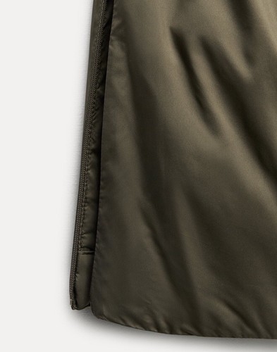 Zara Zw Collection Long Puffer Jacket Khaki Size Art 0518/255/515 - Picture 8 of 8