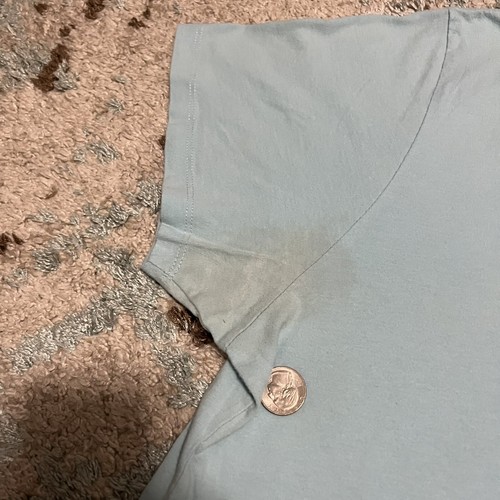 Ed Hardy True Til Death V Neck Shirt Size XXL Embroidered Baby Blue PIT STAINS - Picture 7 of 7