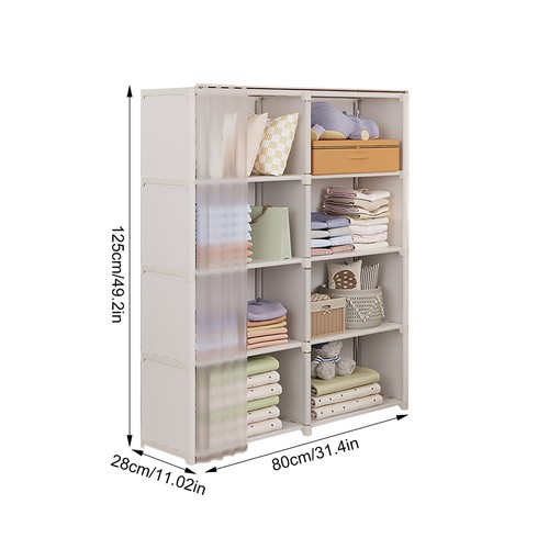 Clothes Closet Wardrobe Portable Rack Storage Organizer Movable w/ Shelves - Picture 9 of 20