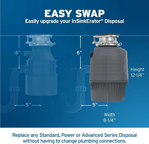 InSinkErator EVOLUTION 0.75HP 3/4 HP, Advanced Series EZ Connect Continuous,Gray - Picture 2 of 9