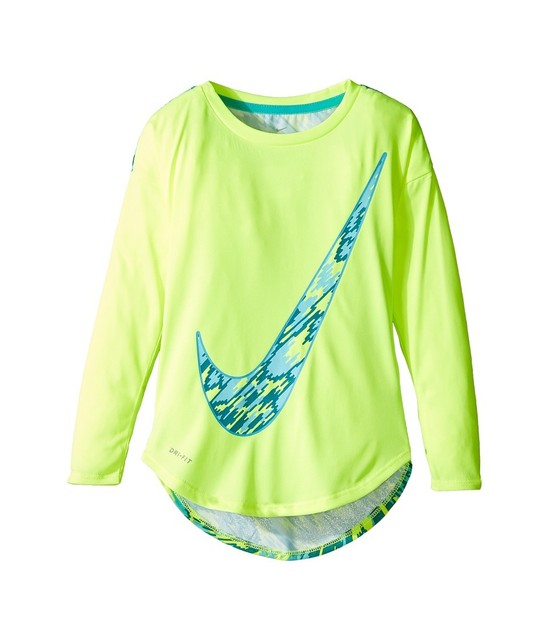 Nike Kids Girls Boys Dri-FIT Volt Green Long Sleeve Graphic Top Size 4-5 MSRP$38 | eBay