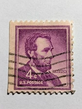 Abraham Lincoln 4 Cent RARE Used STAMP 1954 United States Postage