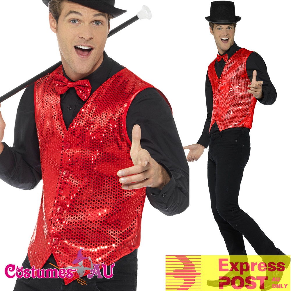 Mens Sequin Red Vest Waistcoat Dance 20s 1920s Magician Mens Sequin Red Vest Waistcoat Dance 20s 1920s Magician