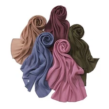 Solid Color Glitter Crinkle Chiffon Scarves Breathable Women's Shawls Long Scarf