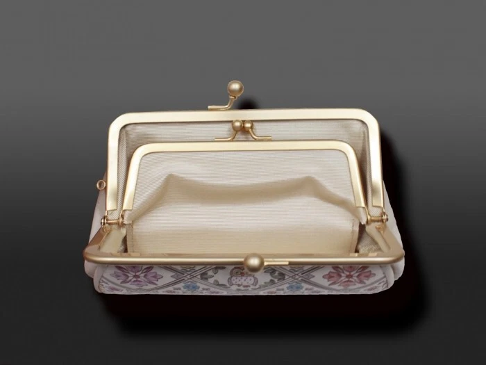 Asakusa Bunko Marco Bolso sin asas Cierre Cuero de vaca Gato Planta Fortuna Japón Foto 2 de 2