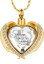 Cremation Necklace for Ashes Crystal Heart Urn Pendant Keepsake Memorial Gifts