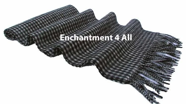 Classic 100% 2Ply Pure Cashmere Plaid Scarf 70"x11" Men Neck Muffler Black/White