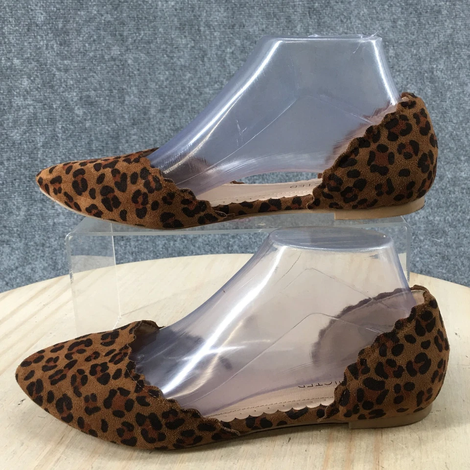 Zapatos restringidos para mujer 8 D'Orsay planos leopardo marrón imitación cuero sin cordones Foto 2 de 4