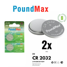 2 X PoundMax CR2032,DL2032,BR2032,KL2032, 3 VOLT LITHIUM BATTERIES