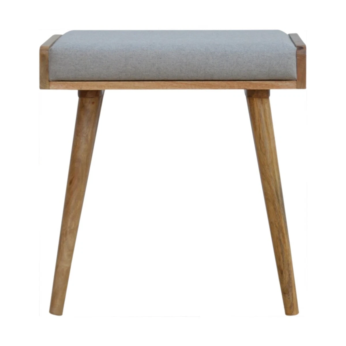 Grey Tweed Footstool Traditional Country Style Cottage Farmhouse Scandinavian