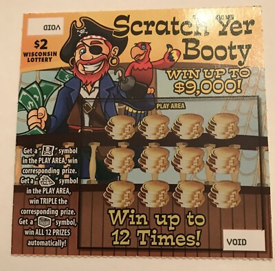 Scratch Your Booty  Pirate Theme Instant SV Lottery Ticket, no cash value