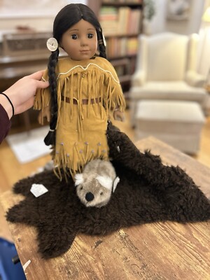 American Girl Doll Kaya In Meet Outfit With Buffalo Hide and Wombat Animal 