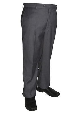Men's Gray Poly Rayon Dress Pants ZRA Slacks Flat Front Trousers