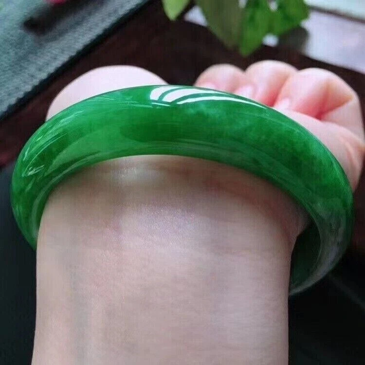 Certified Natural Grade AAA Icy Green Burmese Jade jadeite bracelet bangle 58MM - Image 4 of 4