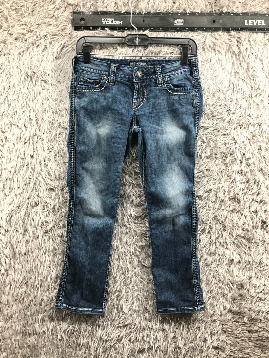 Silver Jeans Twisted Capri Size 27 Womens Medium Wash Blue