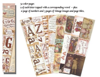 GIRLS ALPHABETS & MORE-Heartwarming Vintage Booklet-Image/Ephemera Cut Outs 