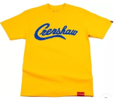 NEW!! The Marathon Clothing CRENSHAW Short Sleeve Tee Yellow/Royal Blue Size S