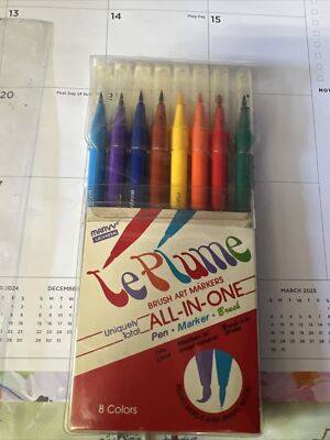 VTG Marvy LePlume 1100 All In One 13 CT Markers Brush Colors Brush Art- NOS
