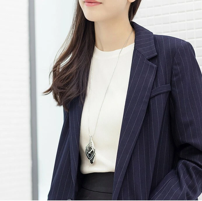 Damen Halskette mit Anhänger Schmuck Collier Silber lange Kette edel Modeschmuck - Bild 4 von 4