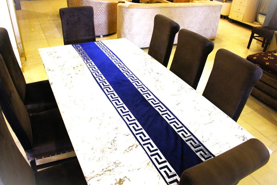 Luxury Velvet Table Runner Greek 6pc Placemats Velvet-All Colour Gold/Silver key - Image 4 of 4