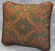 Corded Accent Pillow made w Ralph Lauren Elizabeth Brianna Brown Paisley Fabric 