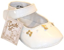 Baby COUCHE TOT Pre Walker PRAM SHOES High Gloss WHITE Soft Patent Leather