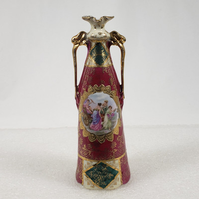 7+'' Angel In Chariot Being Pulled Royal Vienna Austria Porcelain Vase DAMAGED
