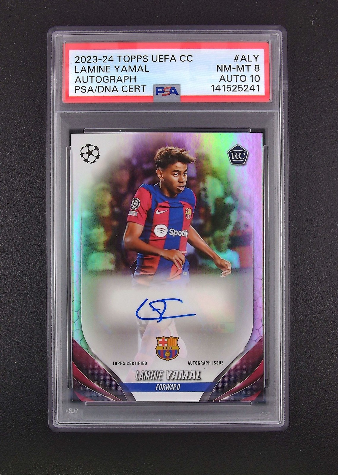 2023-24 Topps UEFA Lamine Yamal RC Rookie Auto PSA 8 w/10 view 1