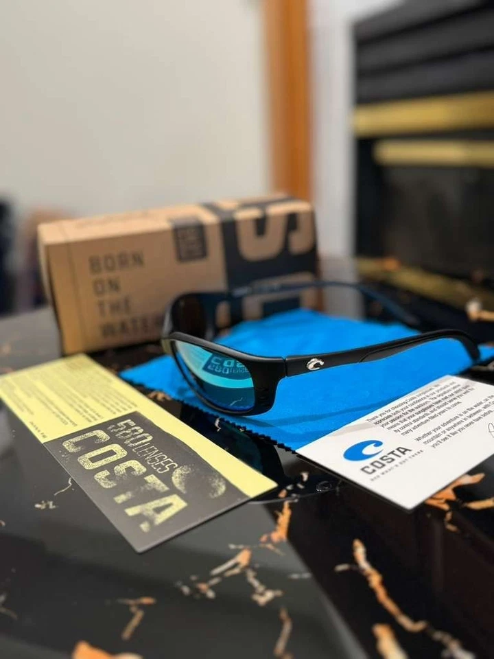 Gafas de sol polarizadas Costa Del Mar salmuera marco negro mate espejo azul 580P Foto 4 de 4