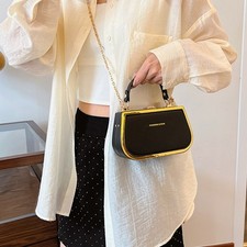 Women Crossbody Bag Simple Chain Handbag Shoulder Bag PU Leather Messenger Bag