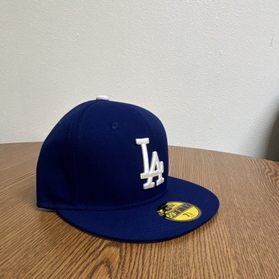 New Era Los Angeles Dodgers MLB Fitted Baseball Cap Blue LA Logo Size 7 1/2