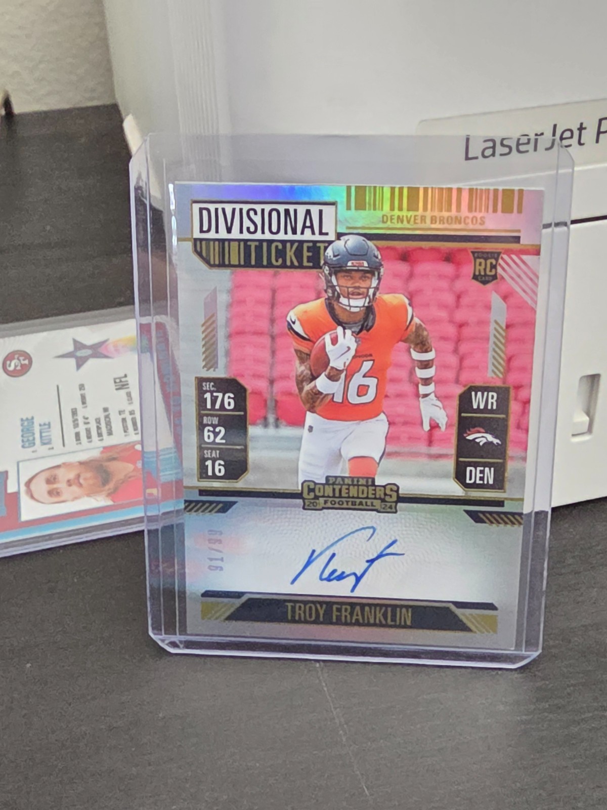 2024 Contenders Troy Franklin 91/99  Auto Divisional Ticket RPS Broncos #113