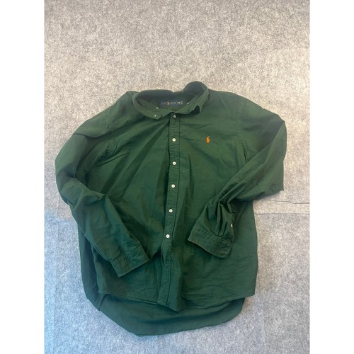 Camisa Ralph Lauren XXL Para Hombres Abotonada Manga Larga Naranja Verde Poni - Imagen 2 de 6