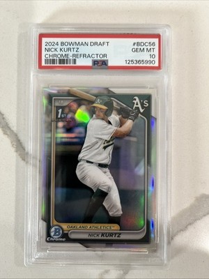PSA 10 NICK KURTZ 1st 2024 Bowman Chrome Draft REFRACTOR Rookie 