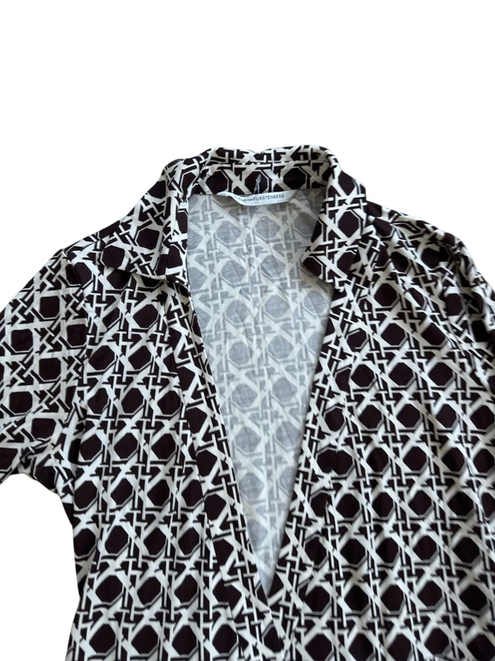 Mameluco envolvente DVF DIANE VON FURSTENBERG marrón con estampado de canasta talla 6 Foto 4 de 4