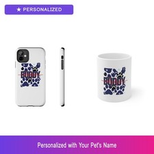 Custom Husky Paw Print Gift Set Phone Case Mug Personalized Pet Name Bundle